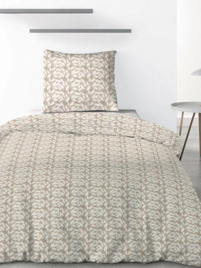 Housse de couette 140x200 cm + 1 taie d'oreiller 63x63 cm 100% Microfibre 60 gsm Carmel Marron