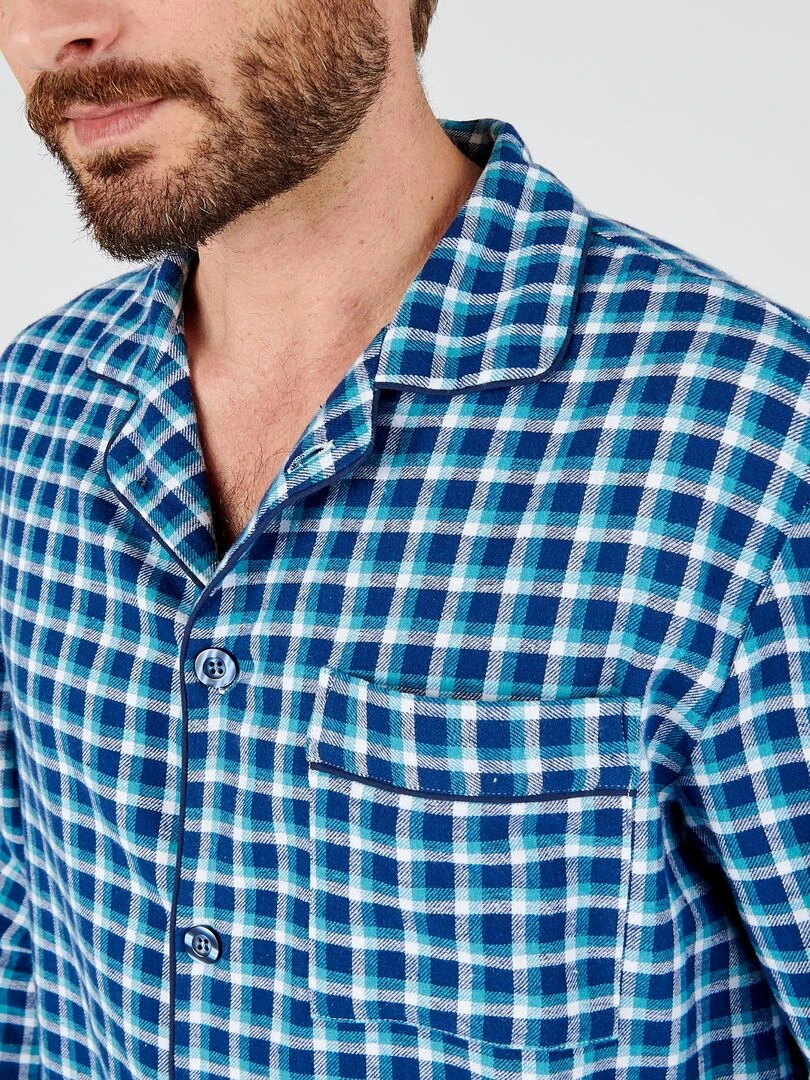 Pyjaveste flanelle grattée pur coton Damart Bleu turquoise