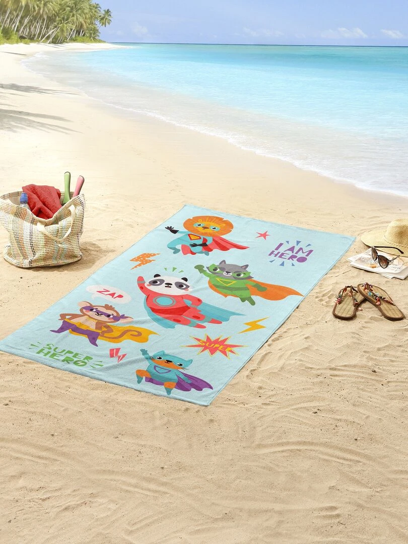 Drap de plage imprimé super héros Multicolore