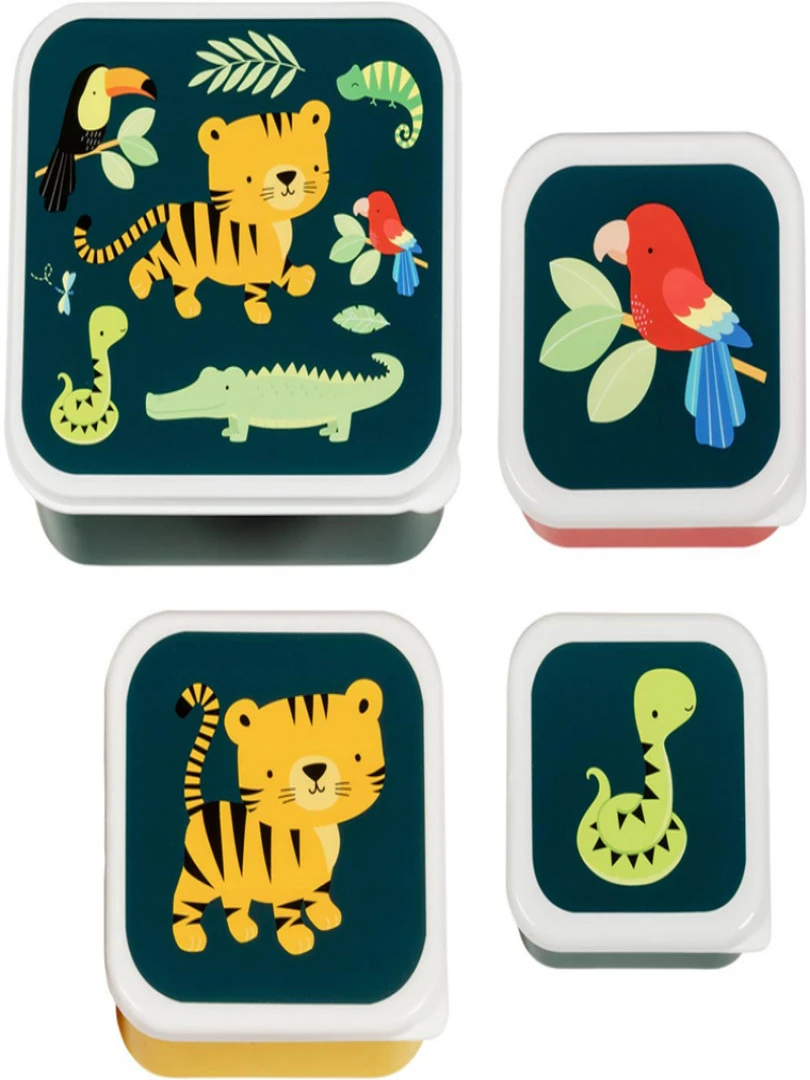 Lot de 4 boîtes à goûter Tigre Vert