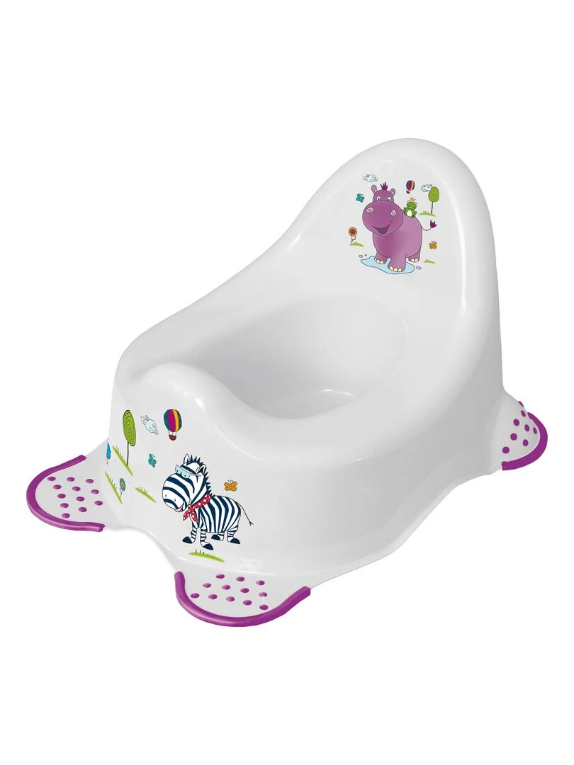 POT BÉBÉ À PIEDS ANTIDÉRAPANT "HIPPO" Blanc Violet