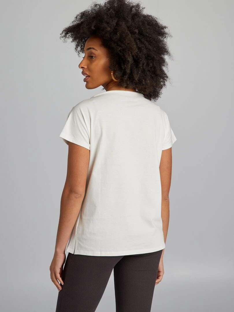 T shirt d'allaitement avec col boutonné   Blanc
