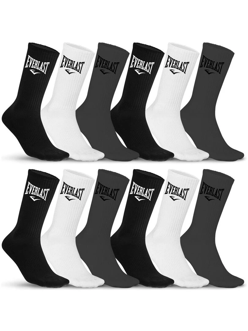 Lot de 12 Paires de Chaussettes Tennis assorties Everlast Noir