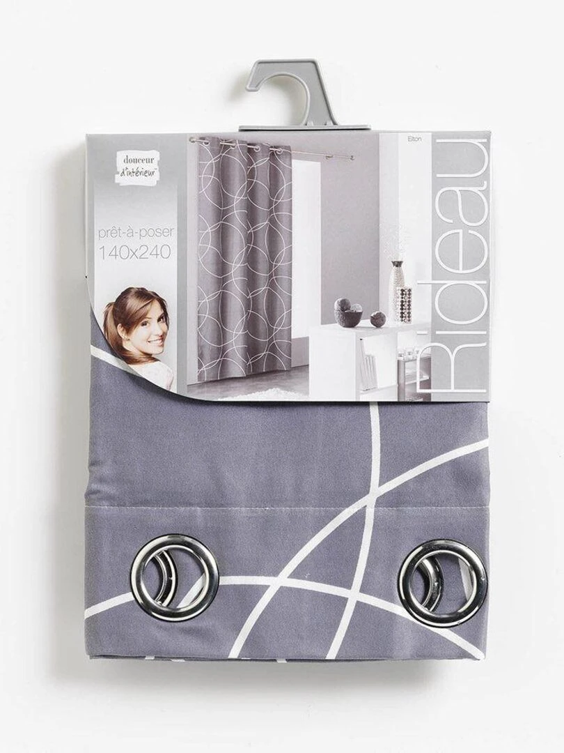 Rideau à œillets 140x240 microfibre Elton   Gris