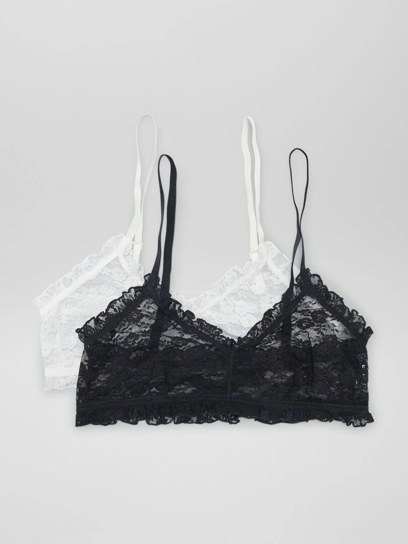 Lot de 2 brassières en dentelle blanc/noir