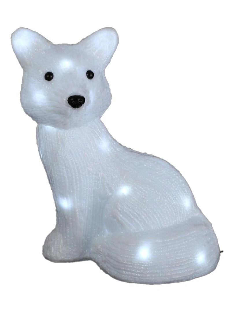 Renard blanc de Noel lumineux 24 Led Blanc