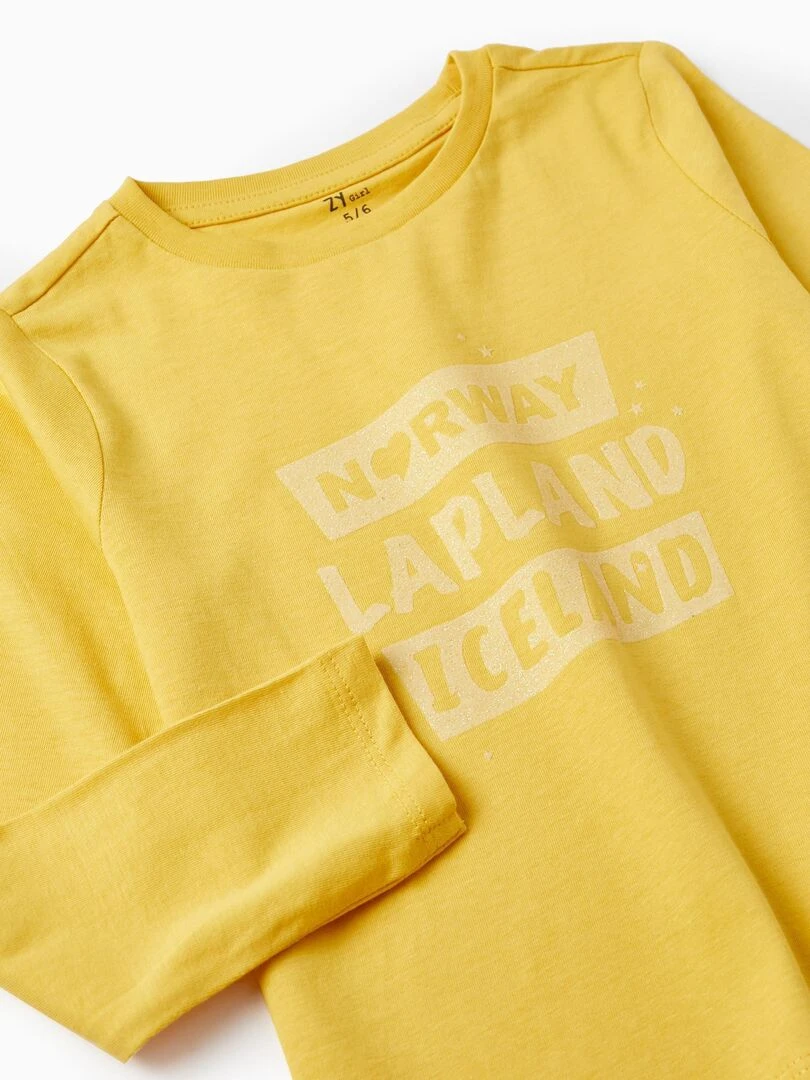 T Shirt à manches longues en coton pour fille 'Norway' manches longues  NORTHERN CALLING   Jaune clair