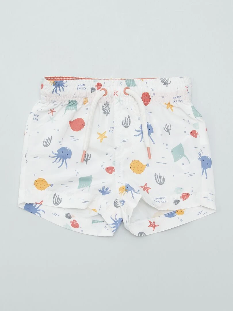 Short de bain fantaisie Blanc