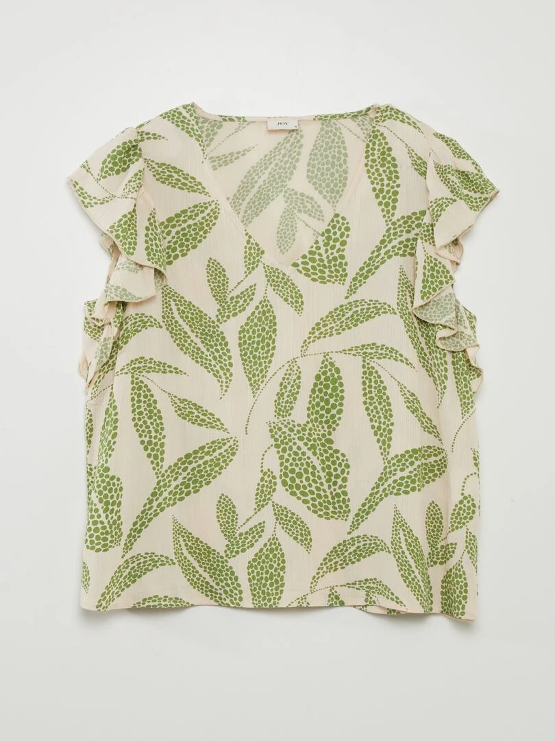 Blouse sans manches volantée Beige