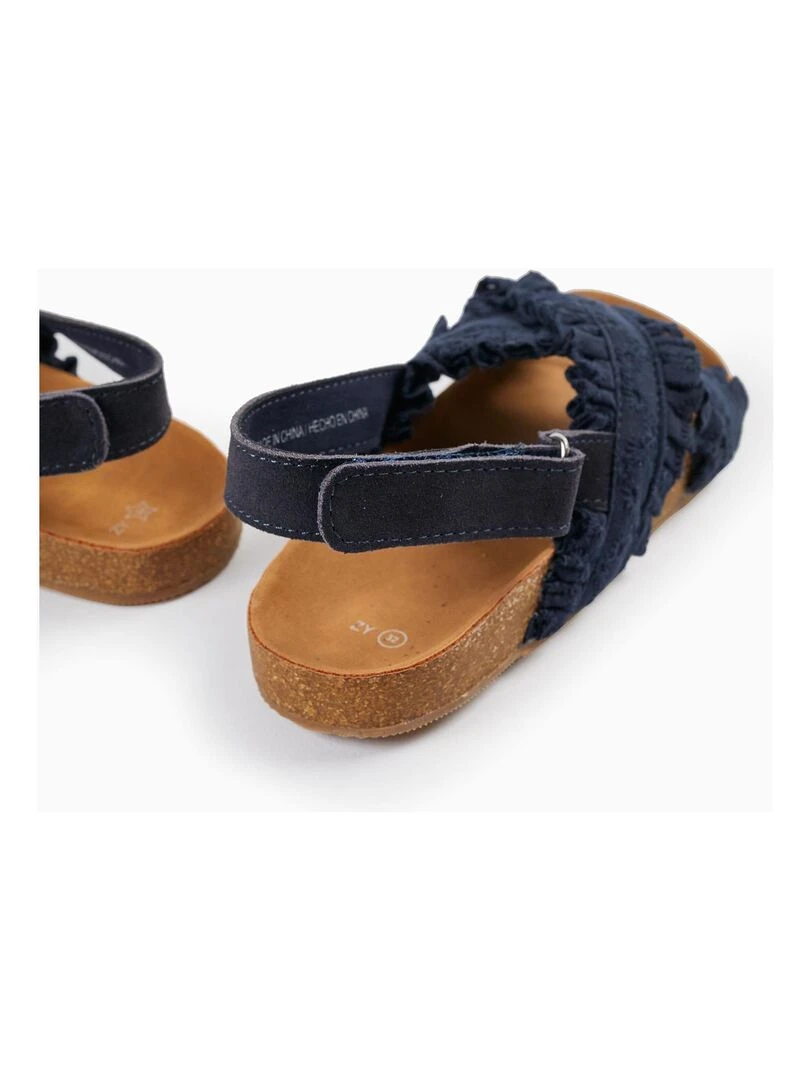 Sandales avec Volants et Broderies Florales pour Fille  ATLANTIC COMPANY   Bleu foncé