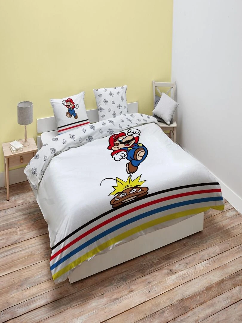 MARIO   Housse de couette Mario Goomba 220x240 cm   Polycoton   Blanc   Blanc