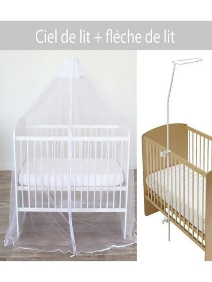 Ciel de lit moustiquaire + flèche simple pour lit Blanc