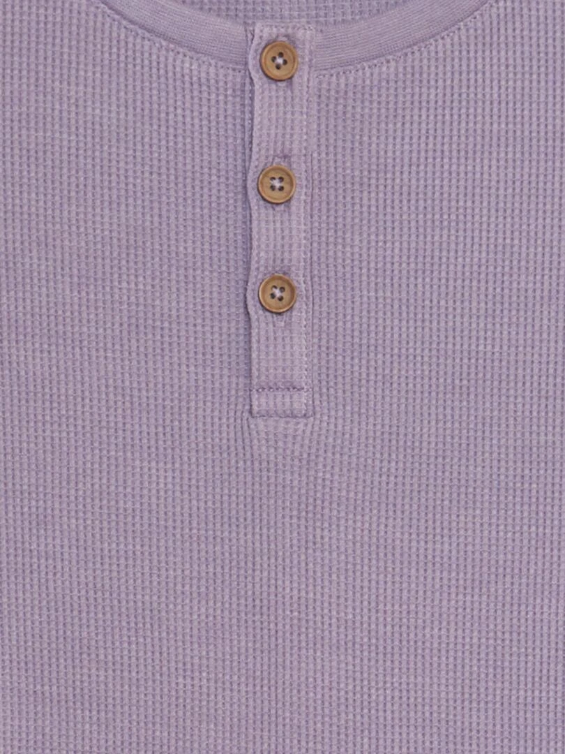 T shirt texturé à col tunisien   Violet
