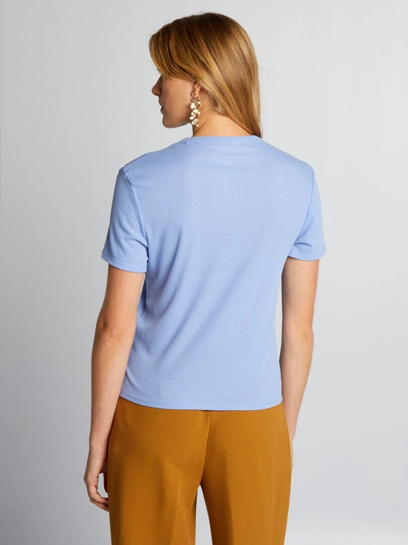 Tee shirt en maille côtelé   Bleu