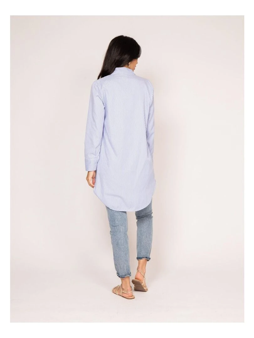 Chemise longue rayures OLLON Bleu