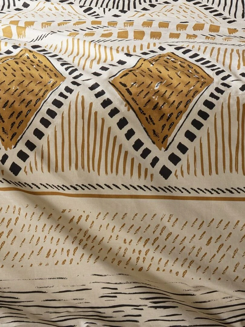 Housse de couette 260x240 Ray Kilim + 2 taies 100% coton 57 fils Jaune