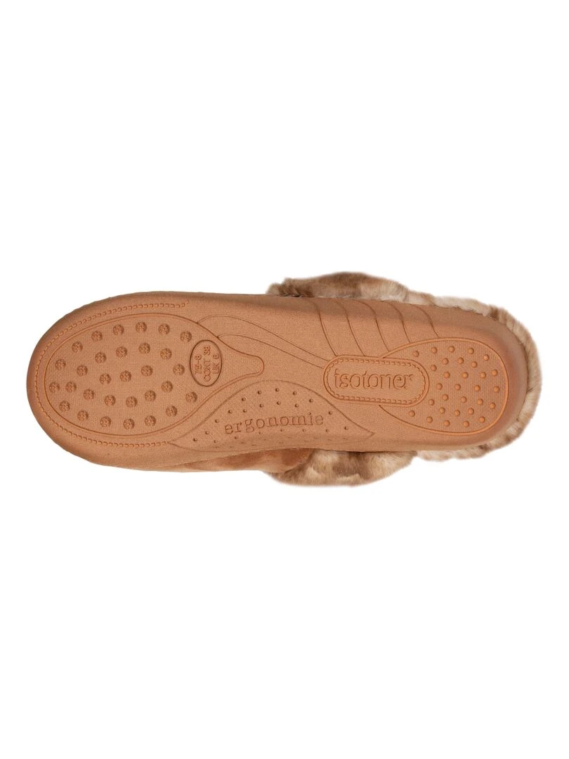 Chaussons mules recyclées Femme Camel   Marron
