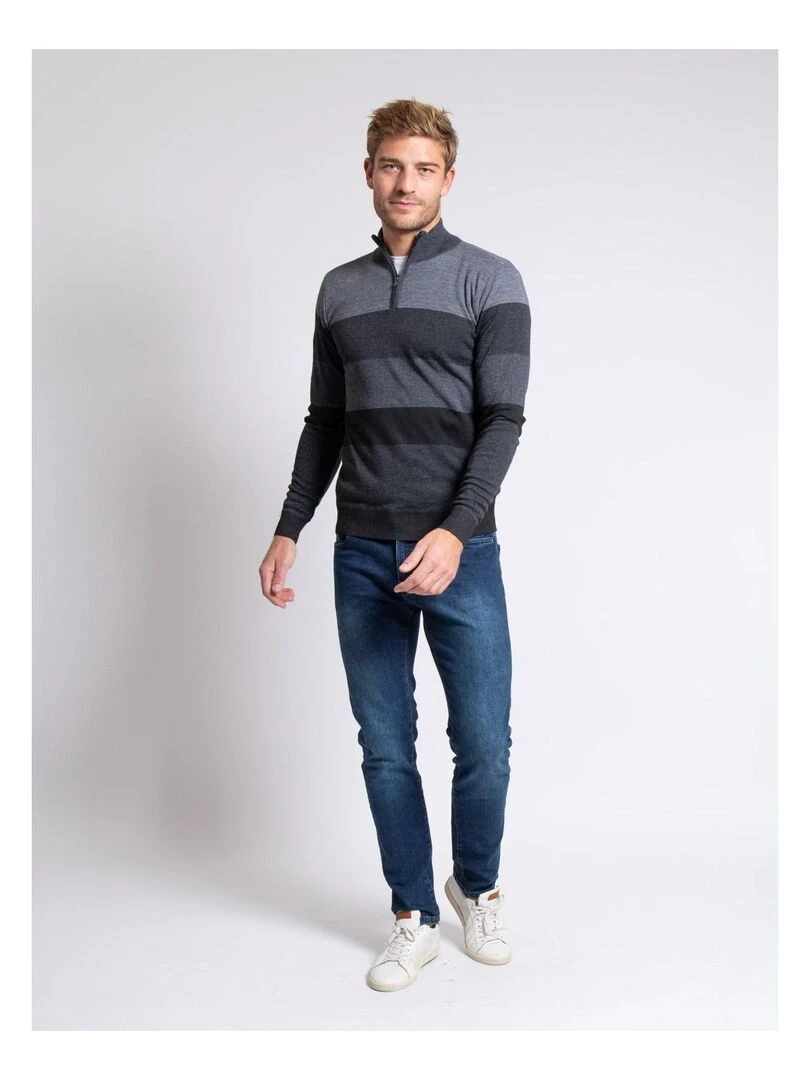 Pull col montant zippé LOSIBIL   Gris foncé