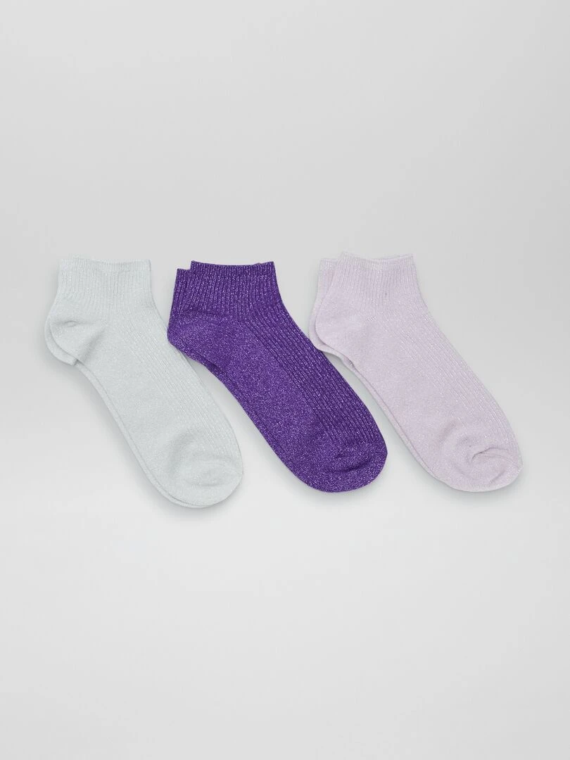 Lot de socquettes pailletées 3 paires Violets
