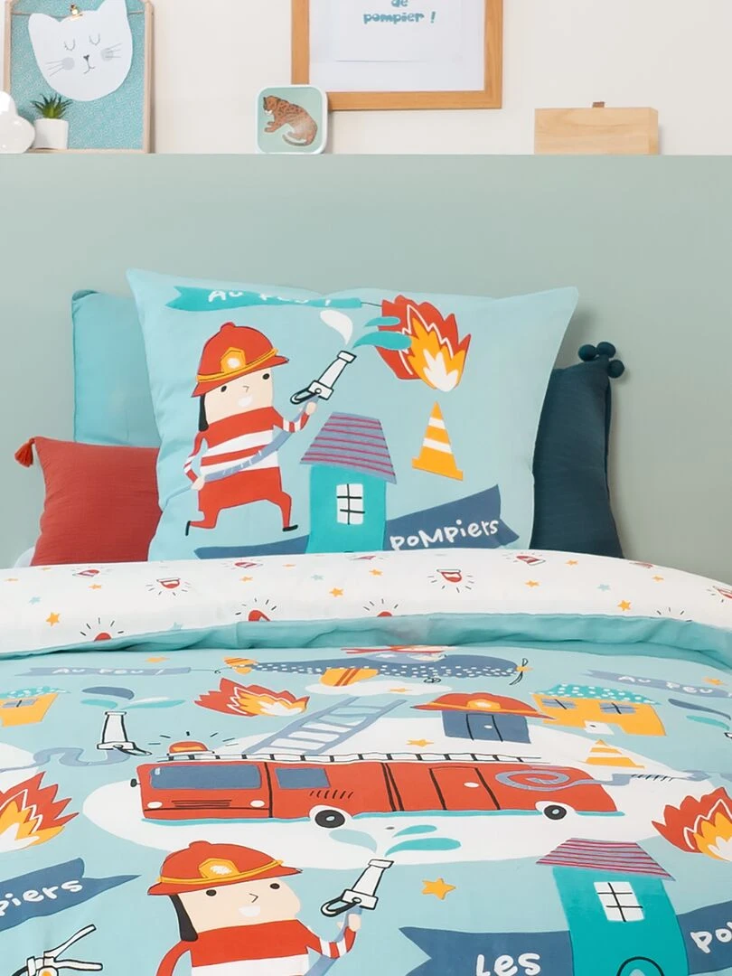 Parure de lit 'Pompier'   1 personne   Bleu