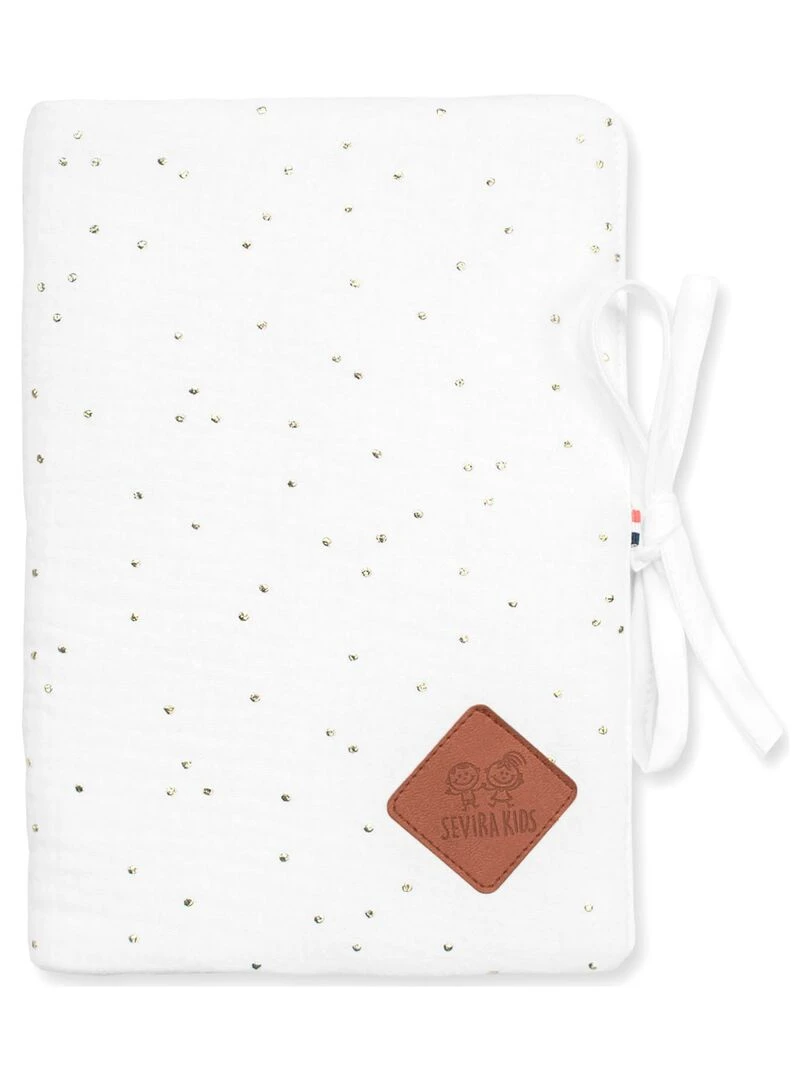 Protège carnet de santé en gaze de coton Jeanne Blanc Doré