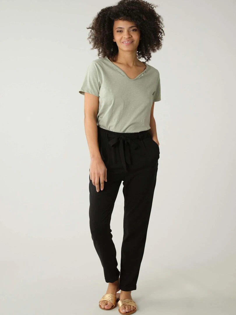 Pantalon fluide uni pour femme 'Deeluxe' Noir