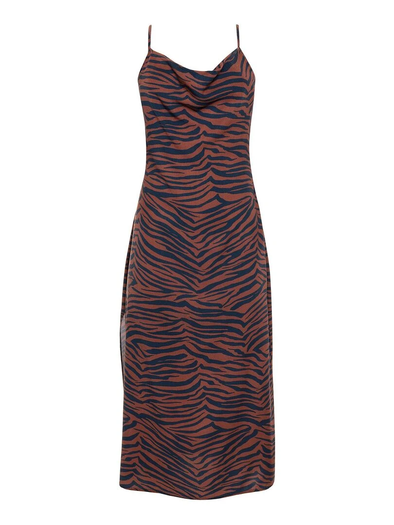 Robe estivale mi longue fines bretelles Lima   Marron