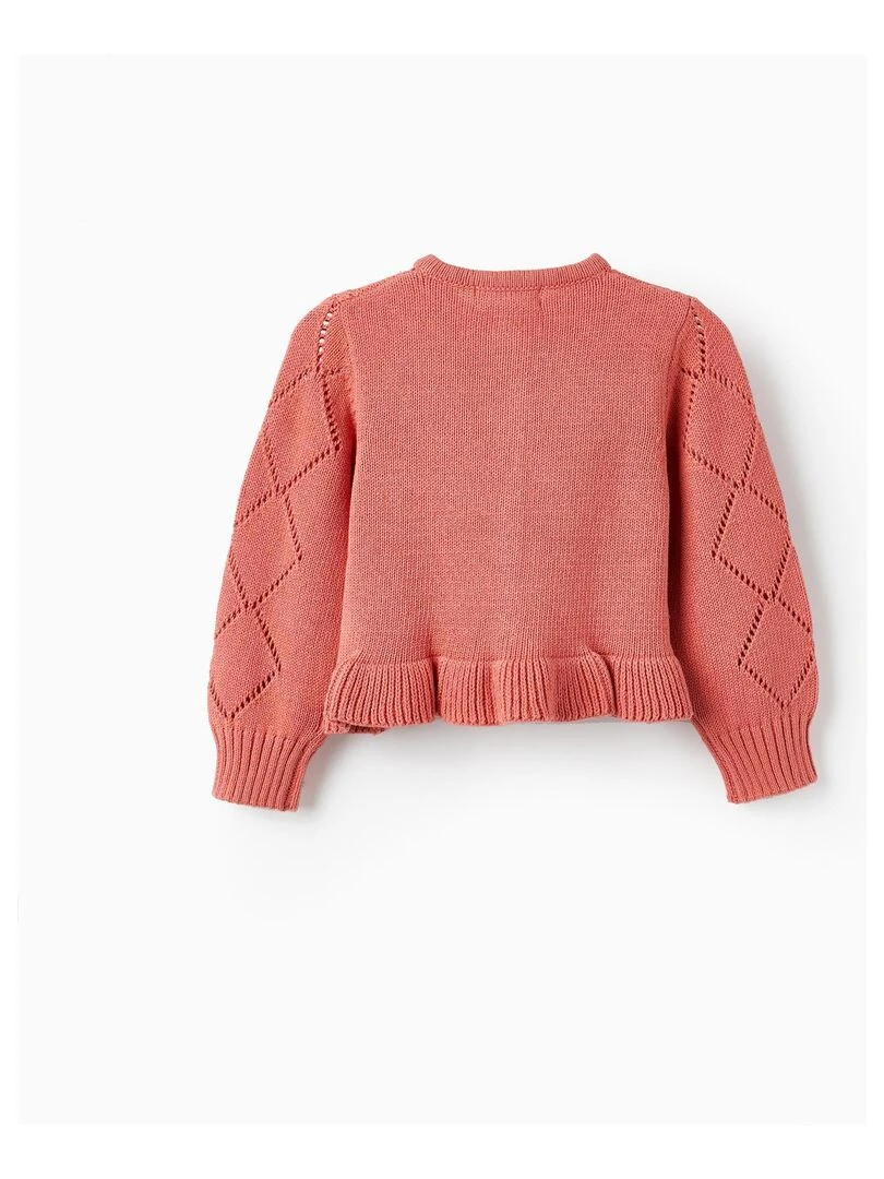 Gilet en Maille avec Volants pour Bébé Fille ATLANTIC COMPANY Rose