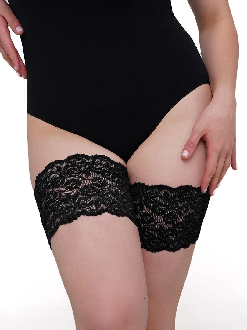 Giulia Positive Anti Chaffing Bands (grandes tailles) Bas autofixants 20den Noir 2XL Noir