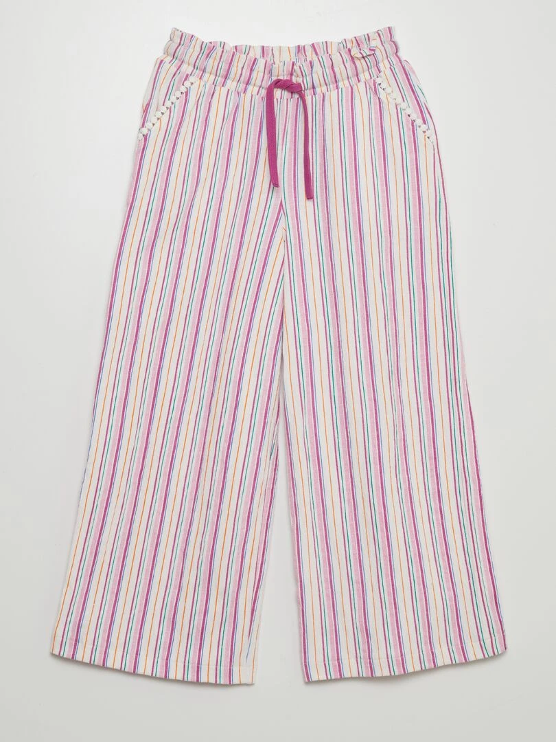 Pantalon large rayé Blanc