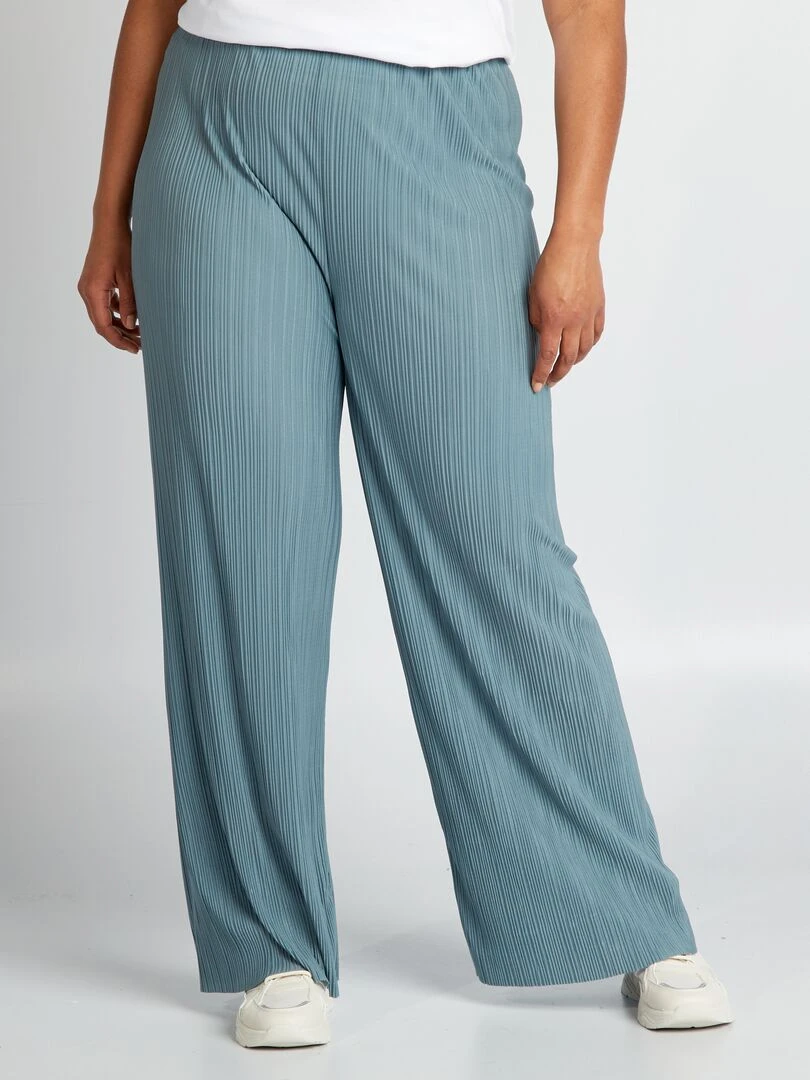 Pantalon large en maille plissée Gris