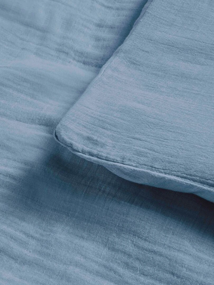 Parure de couette gaze de coton   'Le Lit de Mon Bébé'   Bleu gris