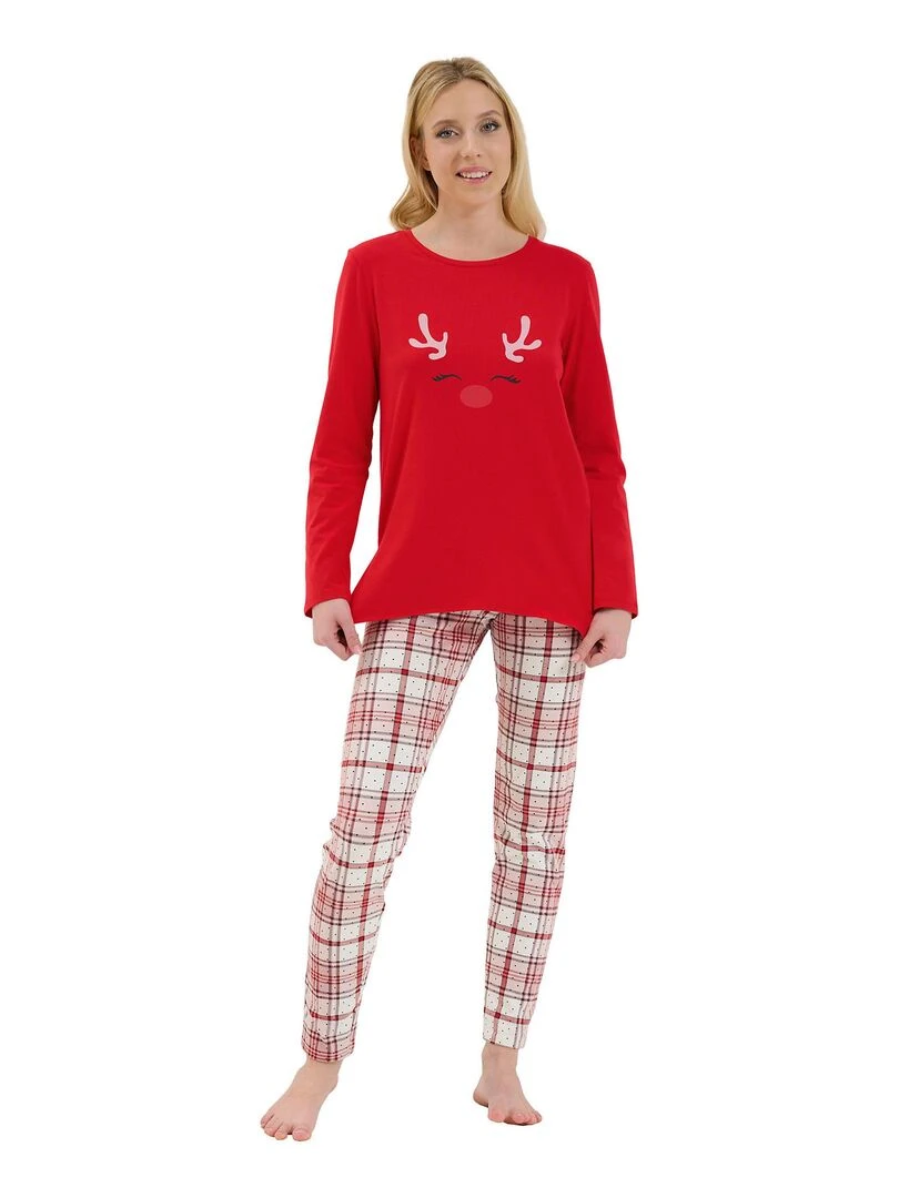 Pyjama leggings tunique manches longues Holiday Rouge