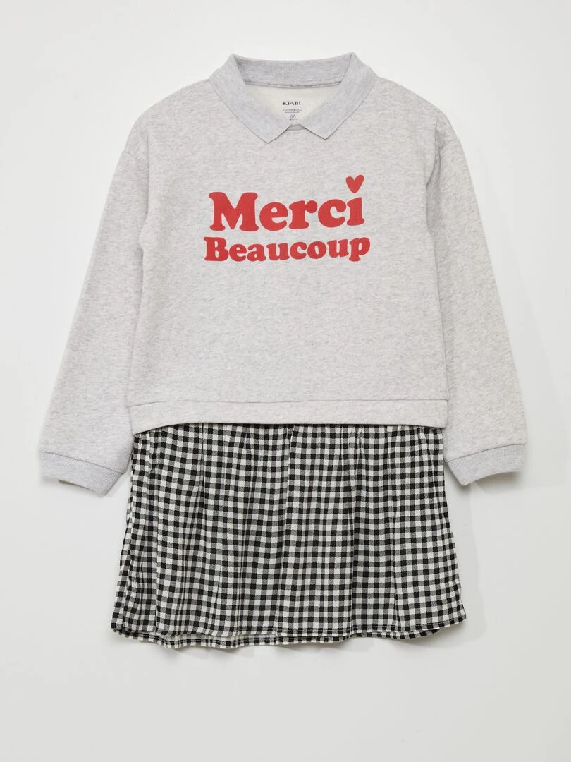 Robe sweat 2 en 1 imprimée Gris/noir