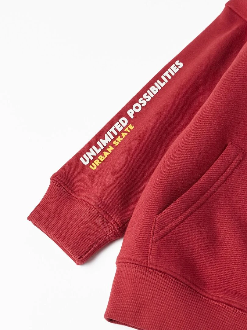 Veste à capuche en molleton pour garçon 'SK8 Club'   Skater's’ Dictionary   Rouge foncé