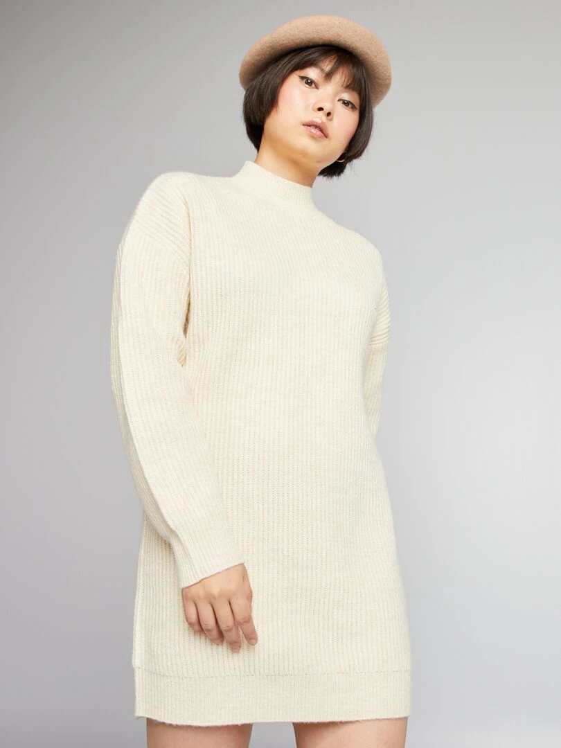 Robe pull côtelé Beige