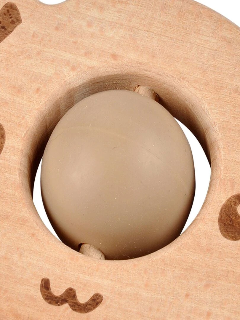 Jouet d'éveil en bois avec boule en silicone Marron foncé