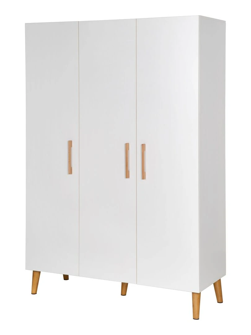ROBA Armoire "Mick" 3 portes – technologie à fermeture progressive – blanc / chêne doré Blanc