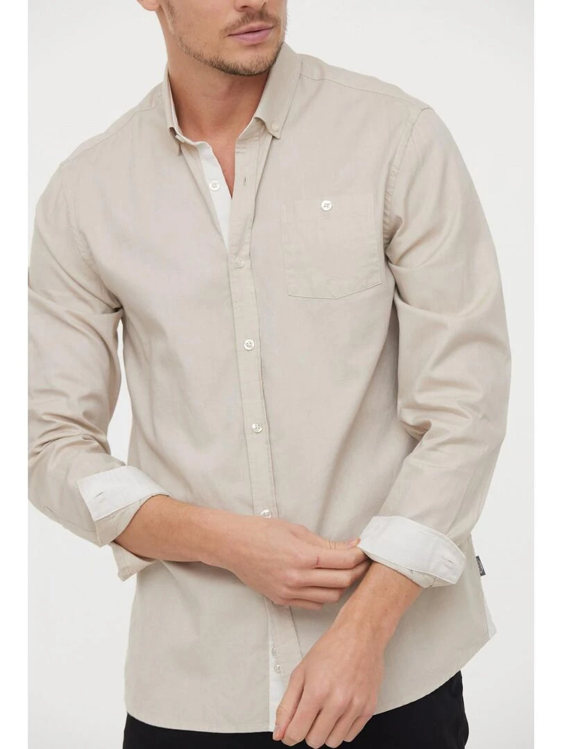 Lee Cooper   Chemise manches longues coton regular DOLARO   Beige argile