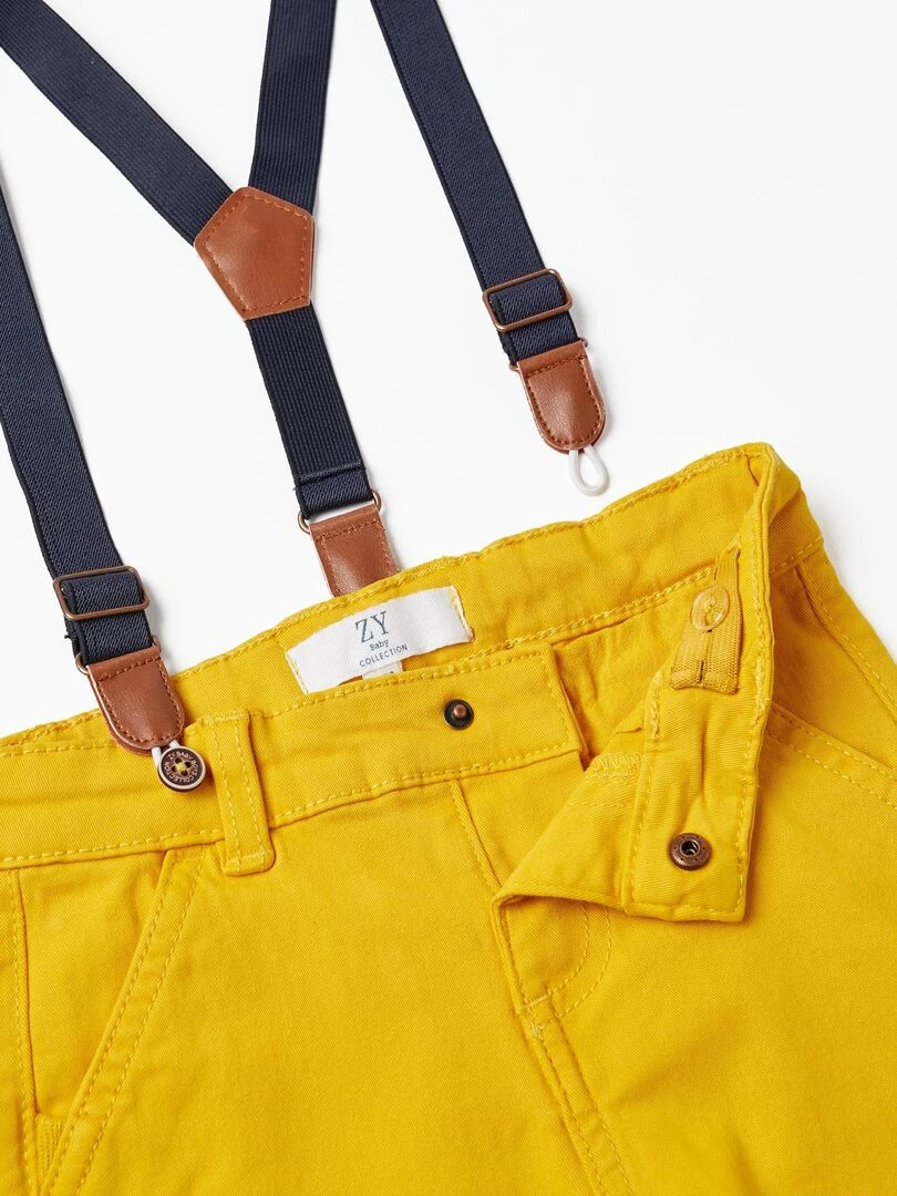 Shorts en sergé avec bretelles pour bébé garçon  MATISSE   Blanc Orange clair