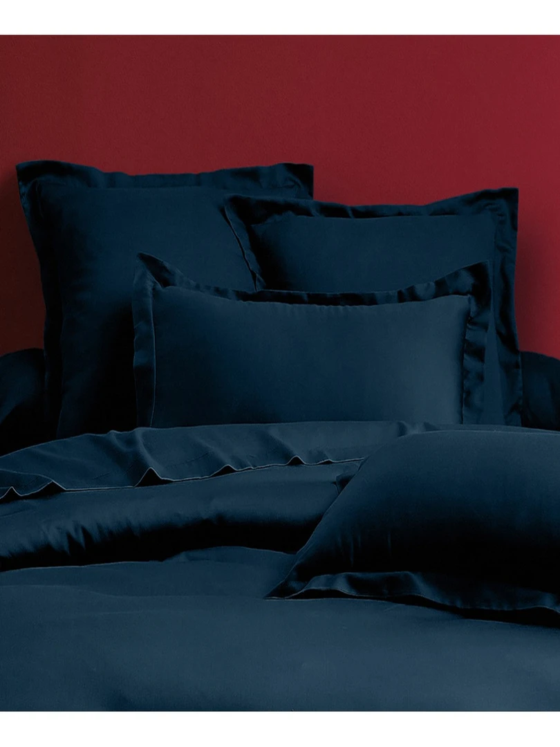 Blanc Avenue Housse De Couette Satin De Coton Bleu foncé