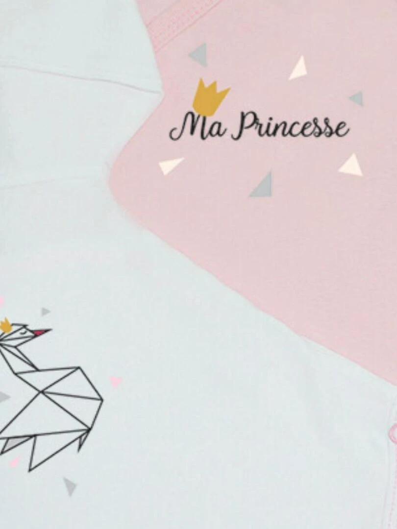 Lot de 2 body pour prématuré Ma princesse Blanc Rose