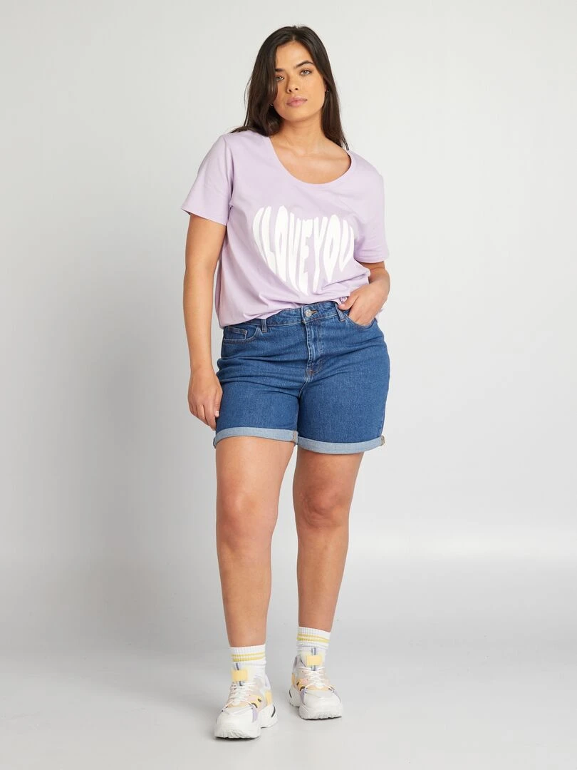 Tee shirt en coton avec imprimé Violet
