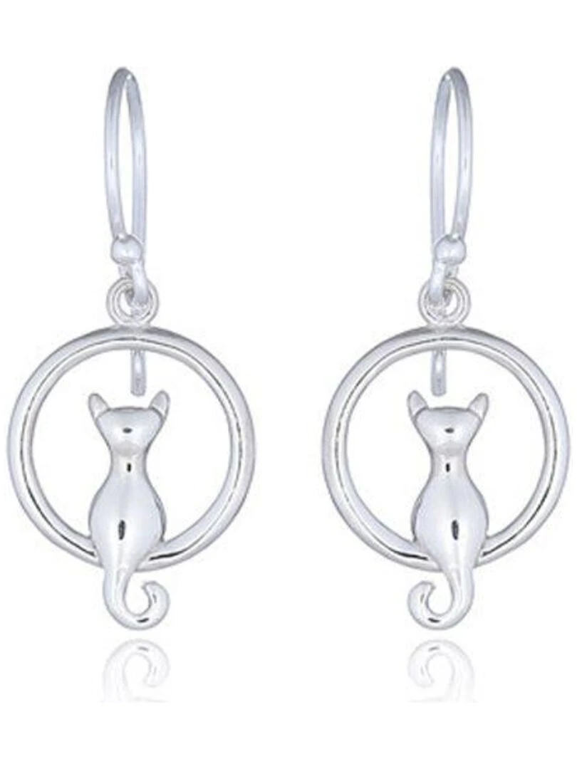 Boucles d'oreilles en argent forme chat Bijoucolor Argent