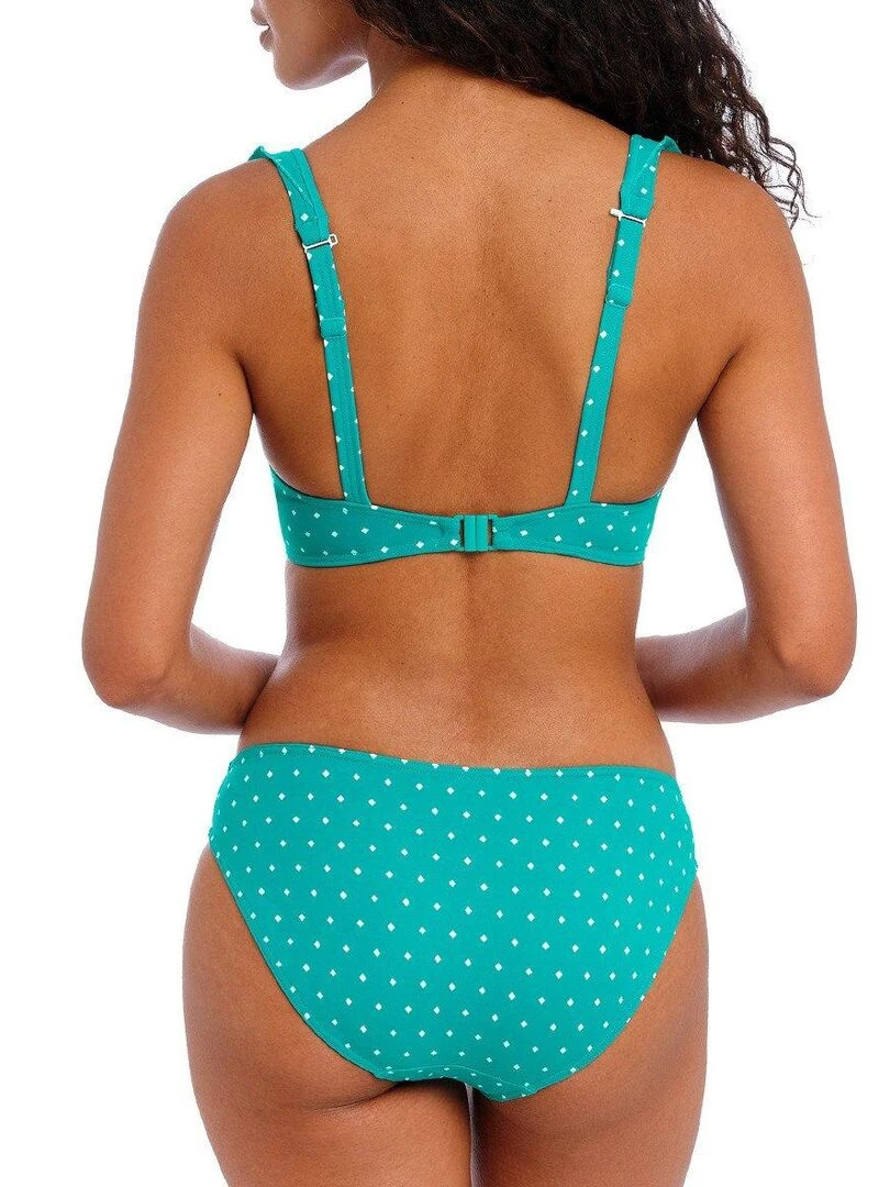 Haut de maillot décolleté plongeant à volant Jewel cove   Vert