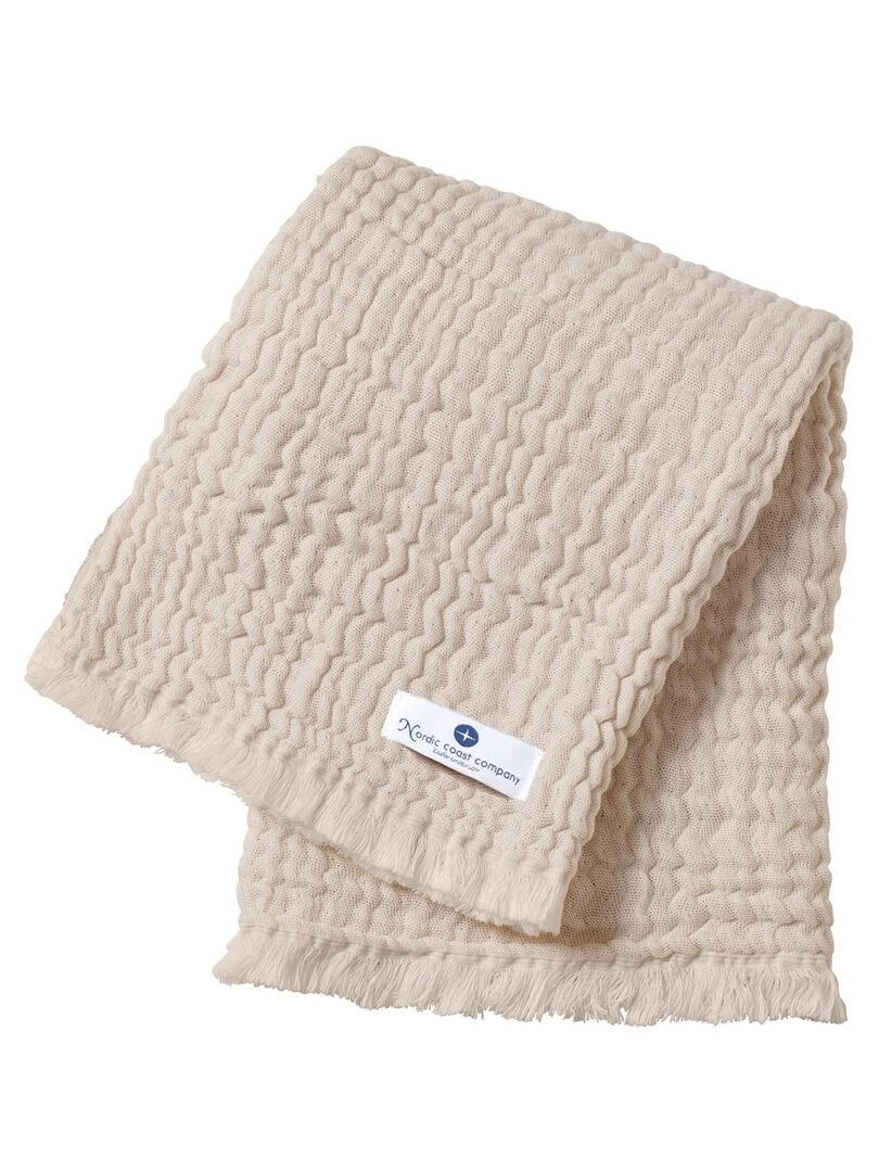 Couverture mousseline avec franges bebe respirante 4en1 Beige