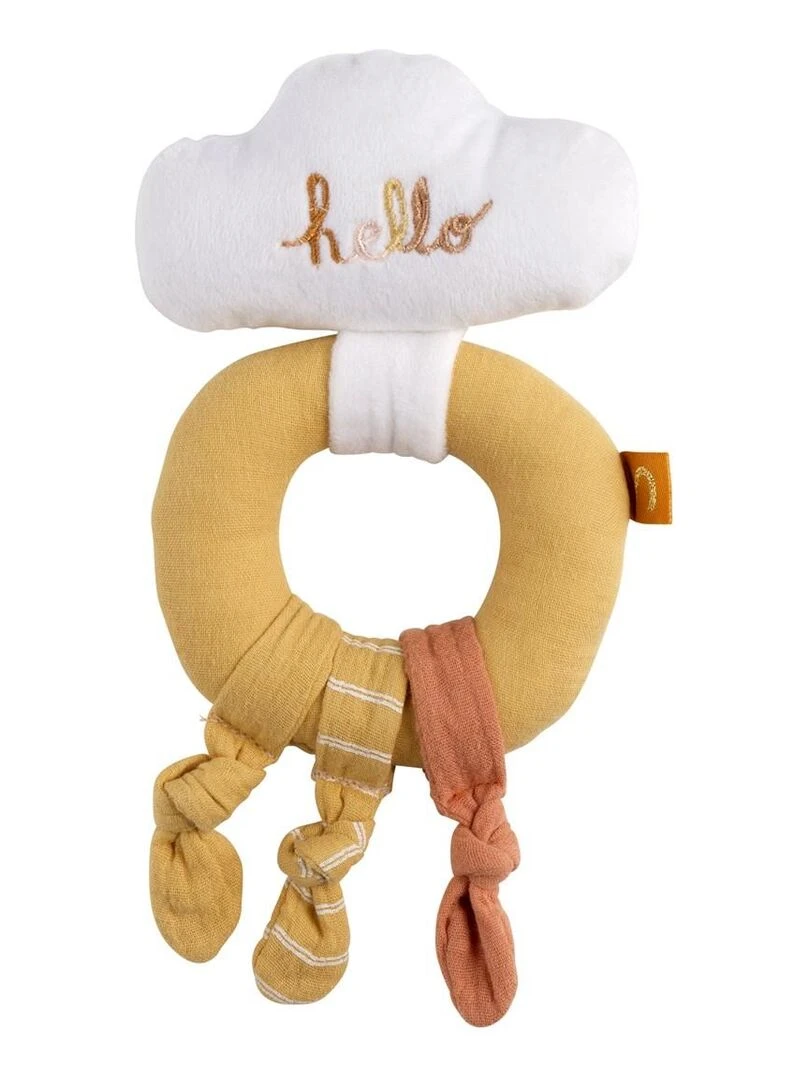 Hochet en velours Moutarde SAUTHON Jaune moutarde