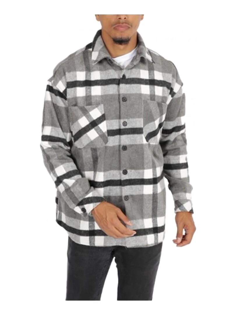Surchemise polaire à carreaux Kebello   Gris