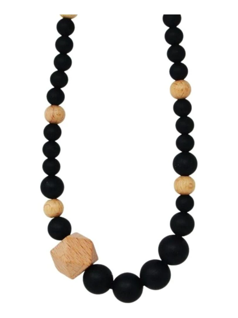 Collier d'allaitement ou de portage en silicone Noir et Bois Noir