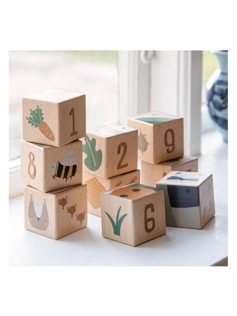 Puzzle en blocs de bois Woodland Sebra Multicolore